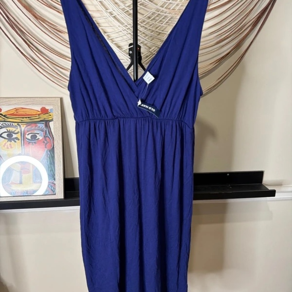 Old Navy Royal Blue Sleeveless V-Neck Midi Dress